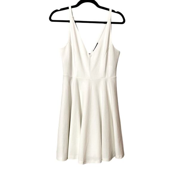 Lulus White V Neck Sleeveless Fit & Flare Mini Dress Womens M Bridal Prom Formal - Picture 1 of 10